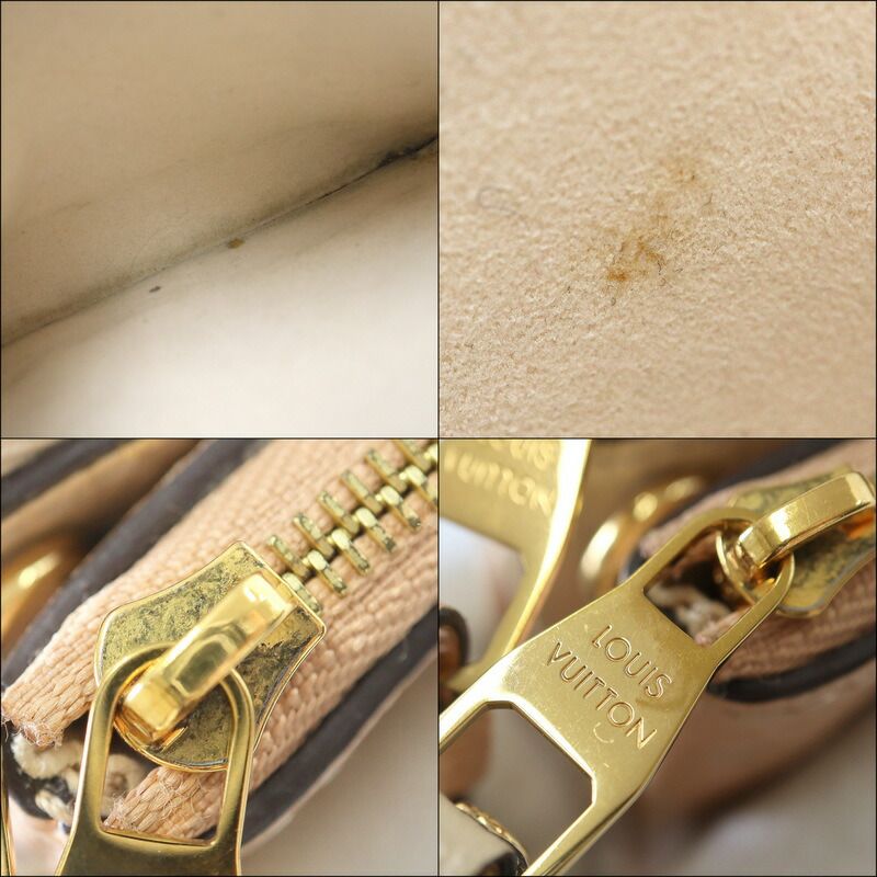Louis Vuitton Pochette Double Zip Shoulder Bag Monogram Empreinte Beige
