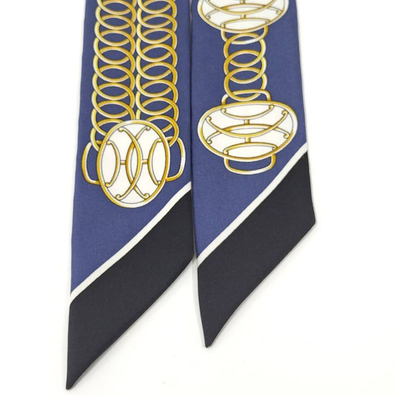 Hermes Twill Scarf Lift Profile Silk Multicolor Blue