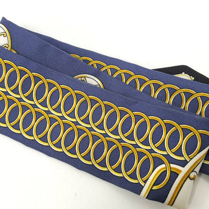 Hermes Twill Scarf Lift Profile Silk Multicolor Blue