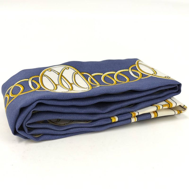 Hermes Twill Scarf Lift Profile Silk Multicolor Blue