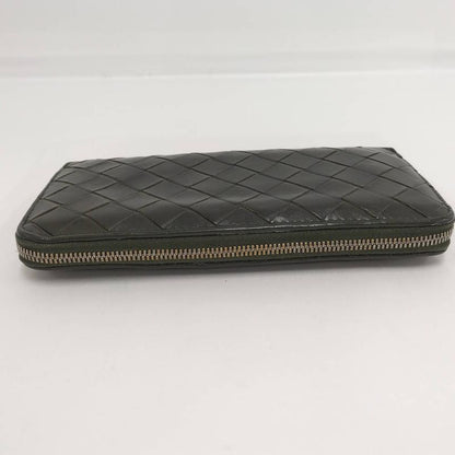 Bottega Veneta Zip Around Wallet Intrecciato Leather Khaki