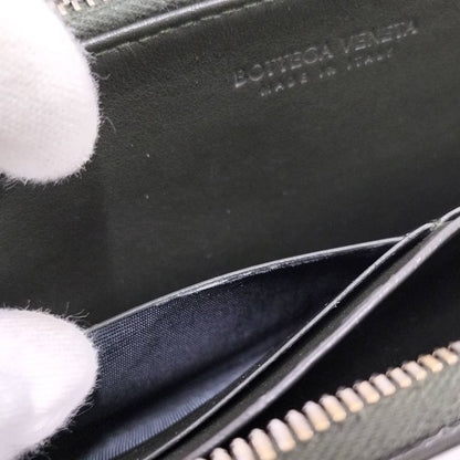 Bottega Veneta Zip Around Wallet Intrecciato Leather Khaki