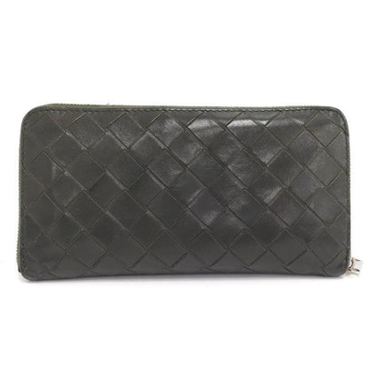 Bottega Veneta Zip Around Wallet Intrecciato Leather Khaki