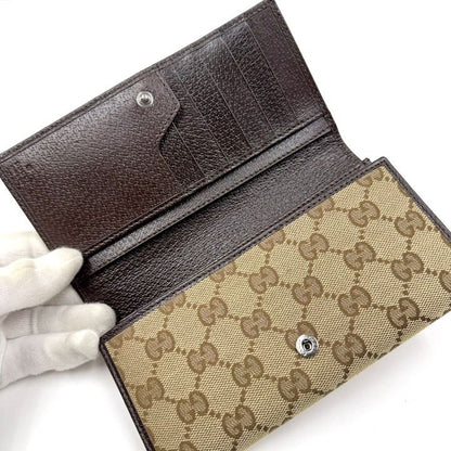 Gucci Bifold Wallet GG Canvas Leather Beige Brown