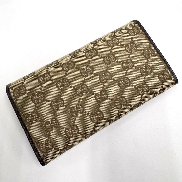 Gucci Bifold Wallet GG Canvas Leather Beige Brown