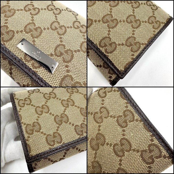 Gucci Bifold Wallet GG Canvas Leather Beige Brown