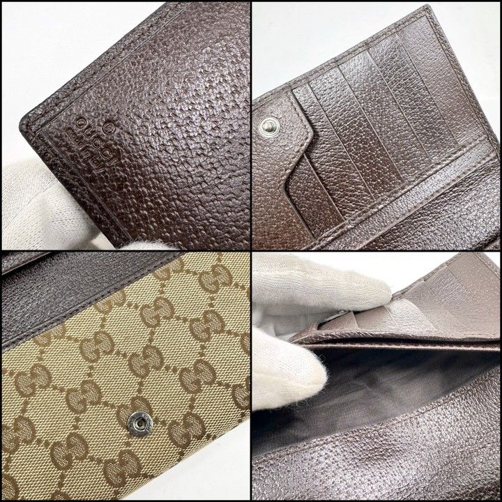Gucci Bifold Wallet GG Canvas Leather Beige Brown