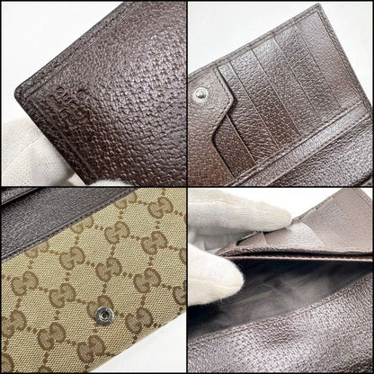 Gucci Bifold Wallet GG Canvas Leather Beige Brown