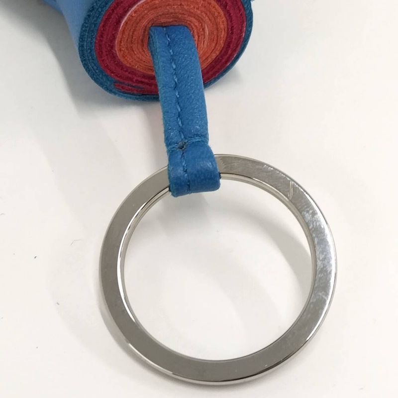 Hermes Bag Charm Carmen Tricolor Leather Blue