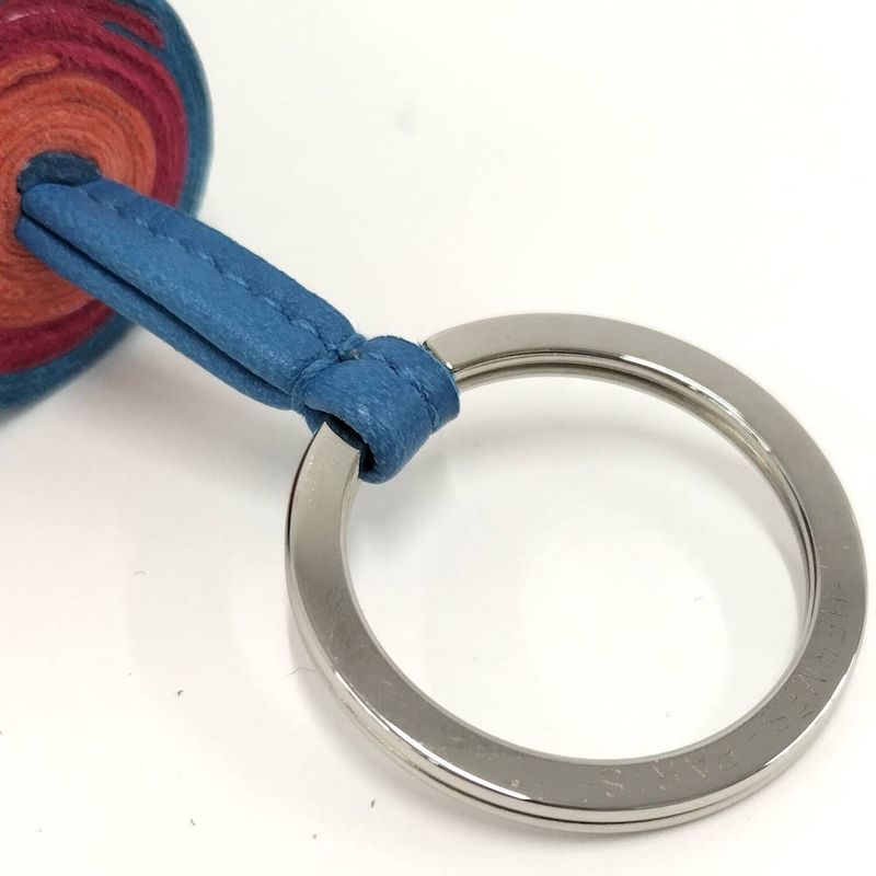 Hermes Bag Charm Carmen Tricolor Leather Blue