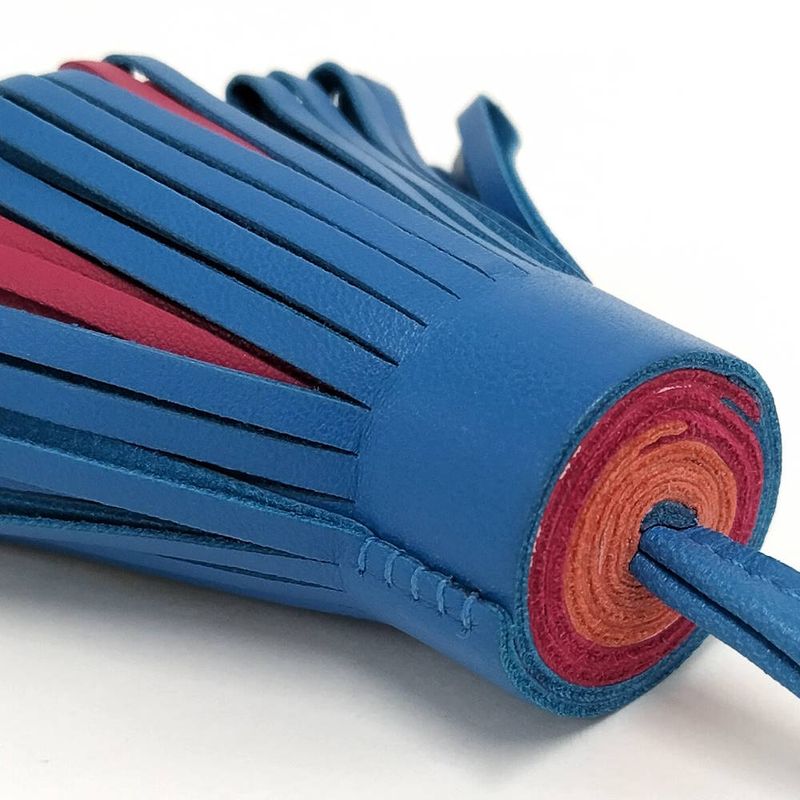 Hermes Bag Charm Carmen Tricolor Leather Blue