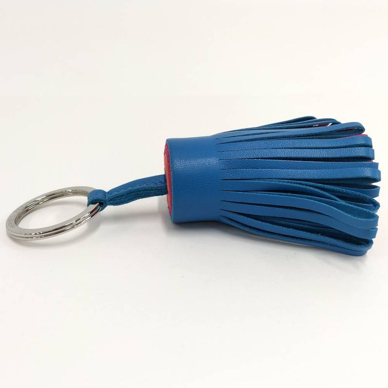 Hermes Bag Charm Carmen Tricolor Leather Blue