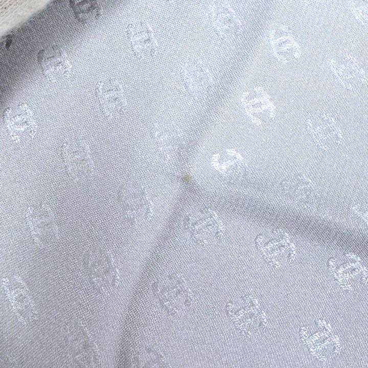 Chanel Scarf Fringe Pattern Silk Gray