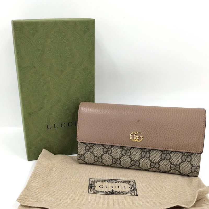 Gucci Bifold Wallet GG Supreme Bicolor Continental Leather