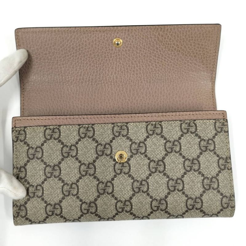 Gucci Bifold Wallet GG Supreme Bicolor Continental Leather