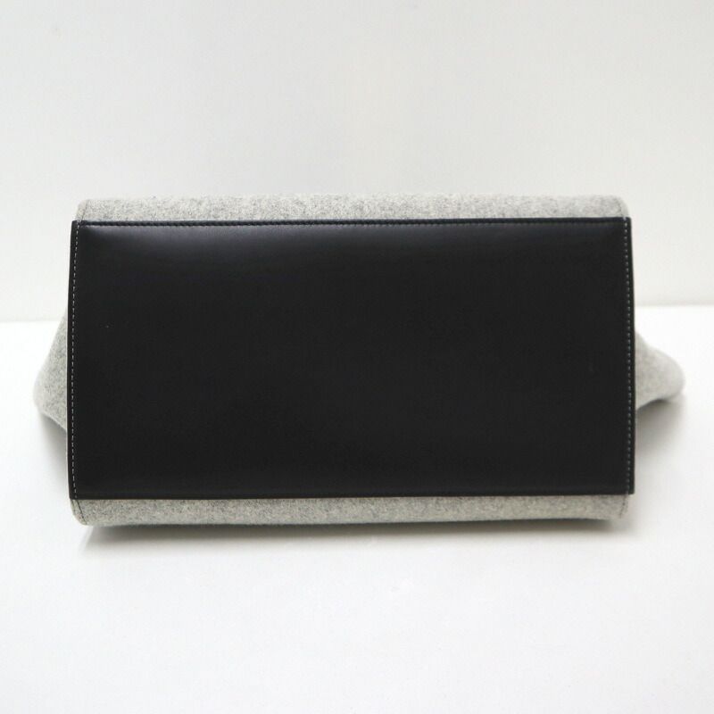 Celine Trapeze Handbag Leather Felt Black Gray Gold