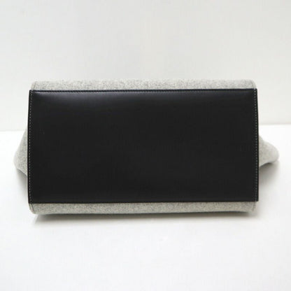 Celine Trapeze Handbag Leather Felt Black Gray Gold
