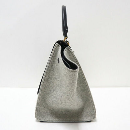 Celine Trapeze Handbag Leather Felt Black Gray Gold