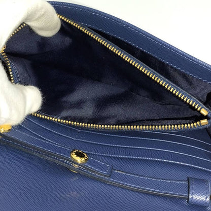 Prada Wallet Chain Saffiano Leather Blue