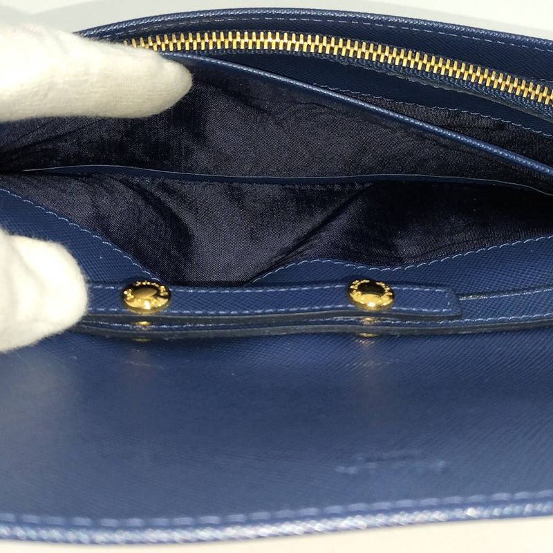 Prada Wallet Chain Saffiano Leather Blue