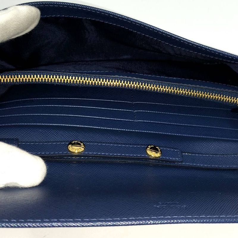Prada Wallet Chain Saffiano Leather Blue