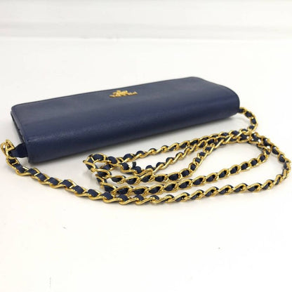 Prada Wallet Chain Saffiano Leather Blue