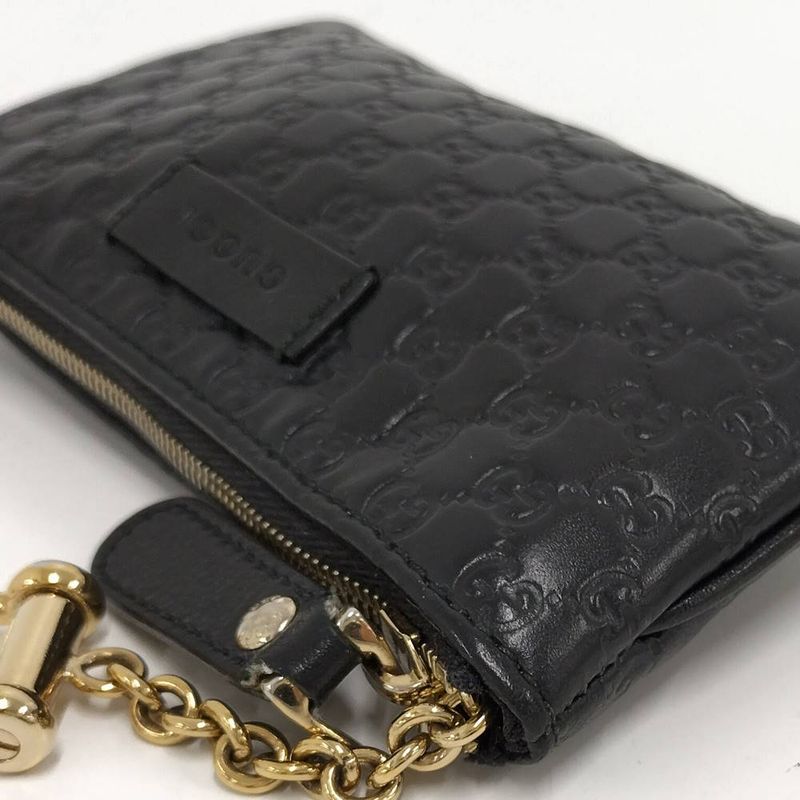 Gucci Coin Case Micro Guccissima Leather Black