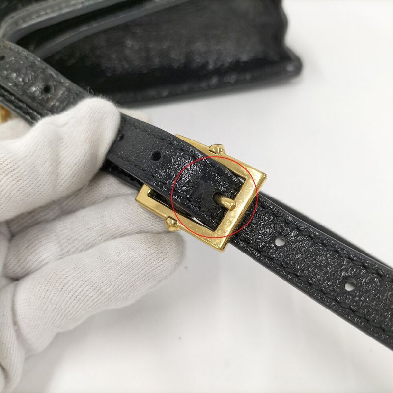 Gucci Shoulder Bag Sherry Line Suede Black