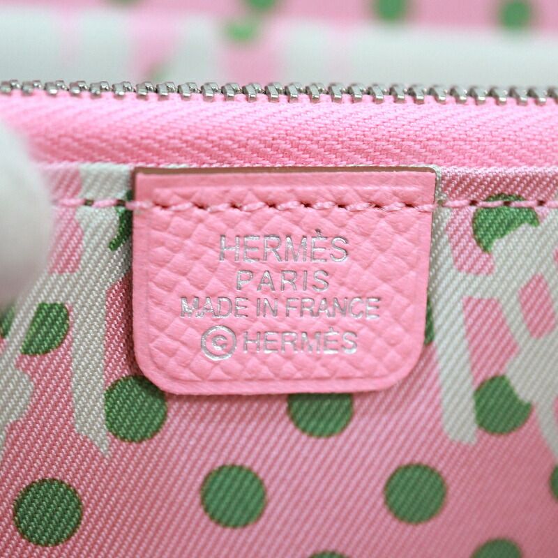 Hermes Azap Long Silk in Wallet Epsom Rose Confetti Silver Y-engraved