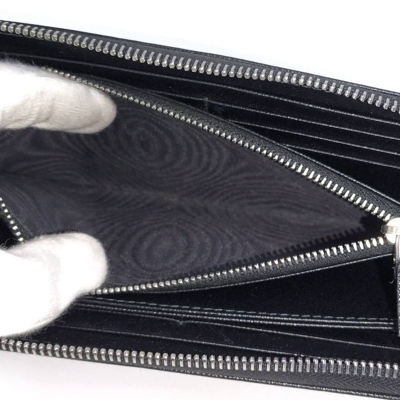 Prada Zip Around Wallet Leather Black