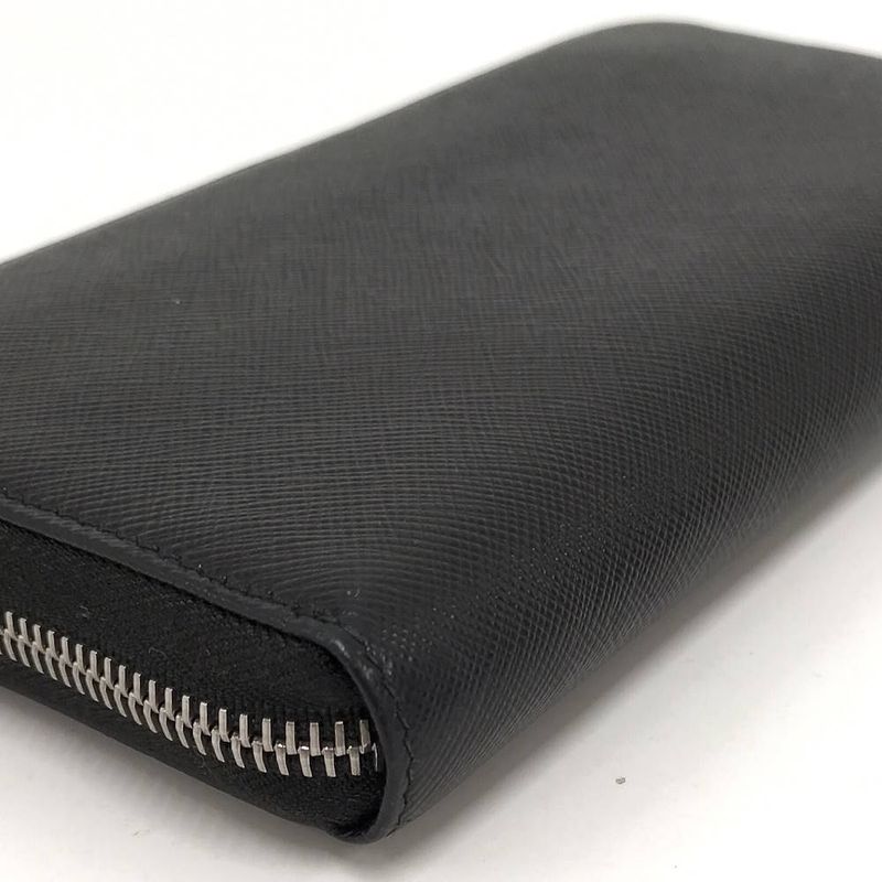 Prada Zip Around Wallet Leather Black