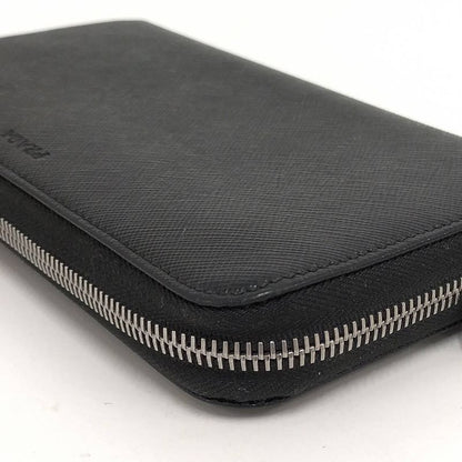 Prada Zip Around Wallet Leather Black