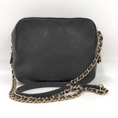 Chanel Camera Shoulder Bag CC Quilted Lambskin Leather Black