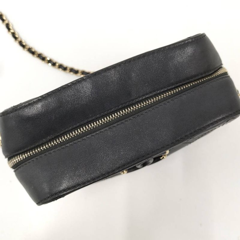 Chanel Camera Shoulder Bag CC Quilted Lambskin Leather Black
