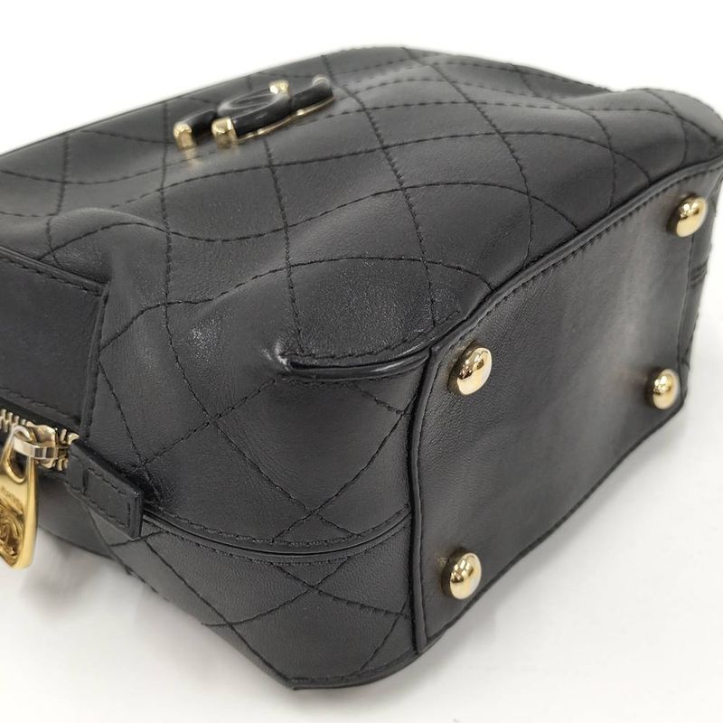 Chanel Camera Shoulder Bag CC Quilted Lambskin Leather Black