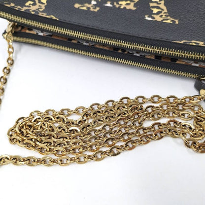 Louis Vuitton Pochette Double Zip Shoulder Bag Monogram Jungle Black Leopard