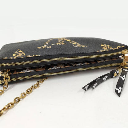 Louis Vuitton Pochette Double Zip Shoulder Bag Monogram Jungle Black Leopard