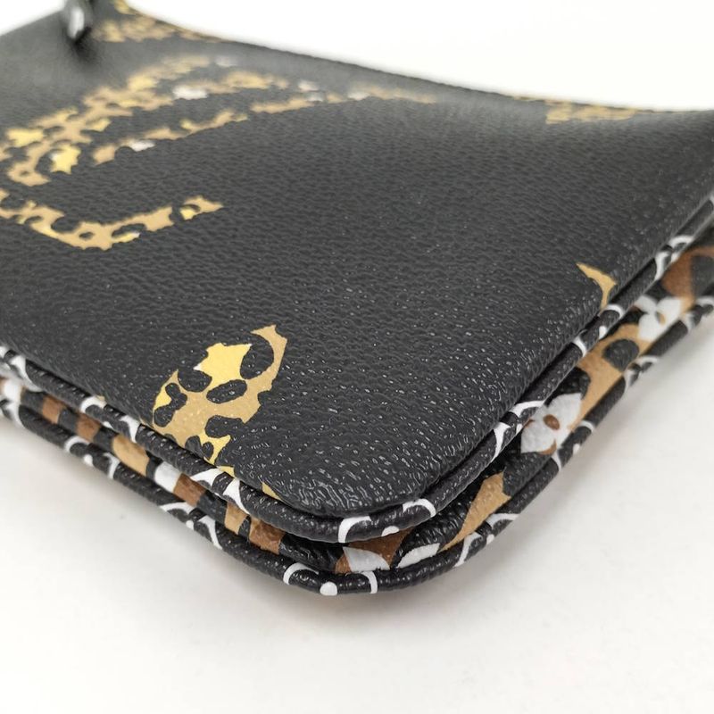 Louis Vuitton Pochette Double Zip Shoulder Bag Monogram Jungle Black Leopard