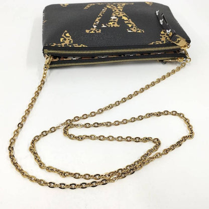 Louis Vuitton Pochette Double Zip Shoulder Bag Monogram Jungle Black Leopard
