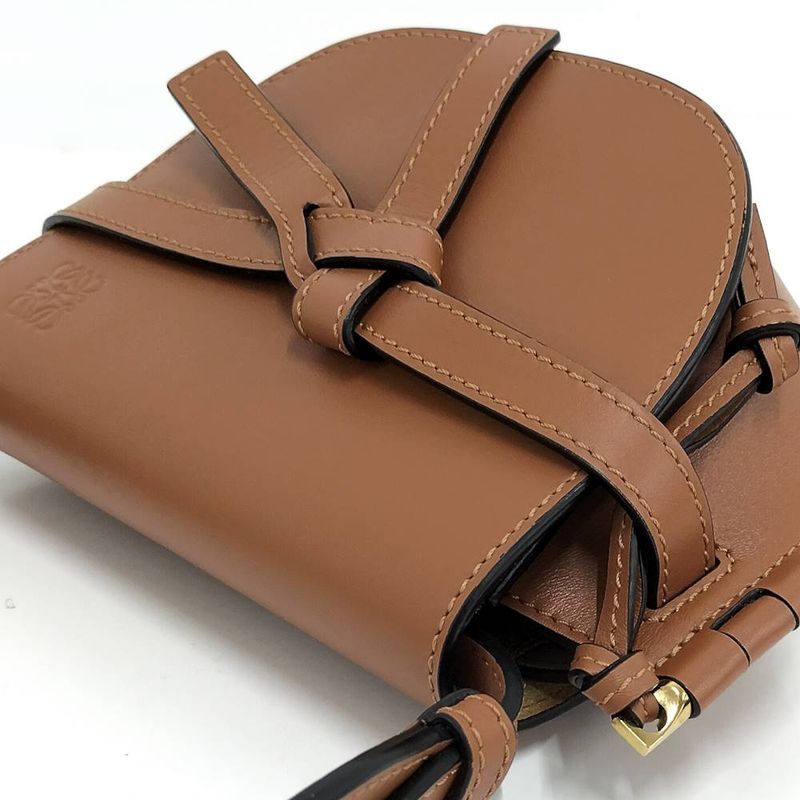 Loewe Gate Dual Mini Shoulder Bag Leather Camel