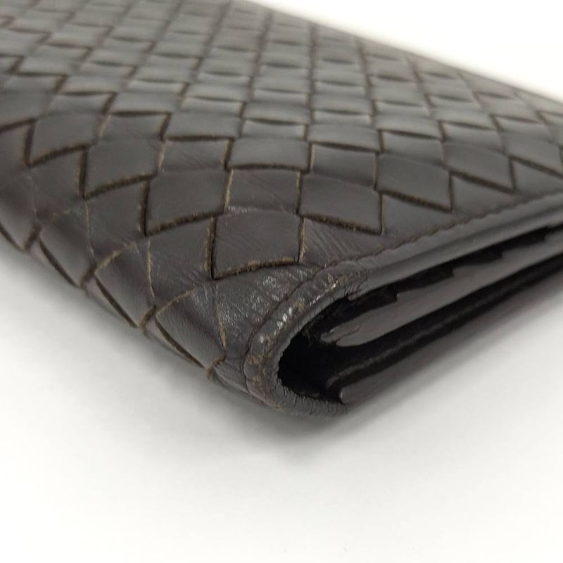 Bottega Veneta Bifold Wallet Intrecciato Leather Dark Brown