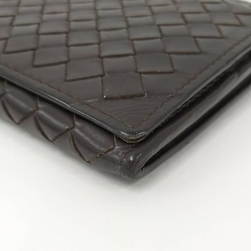 Bottega Veneta Bifold Wallet Intrecciato Leather Dark Brown
