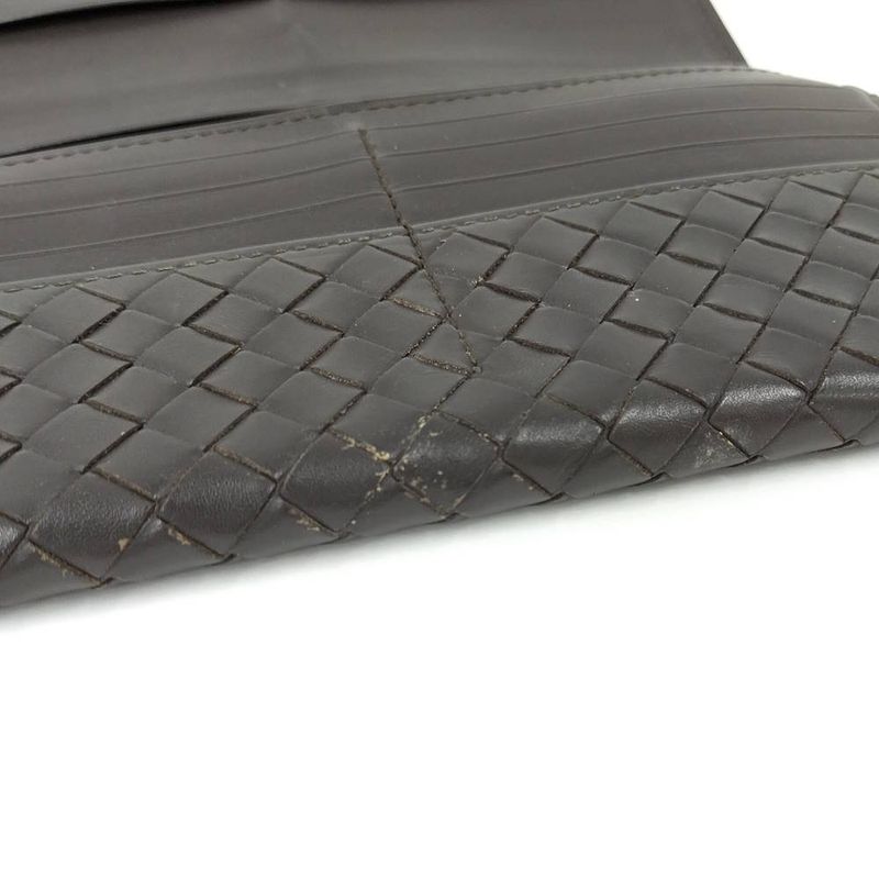 Bottega Veneta Bifold Wallet Intrecciato Leather Dark Brown