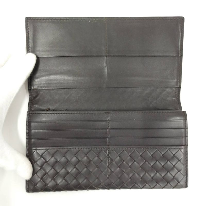 Bottega Veneta Bifold Wallet Intrecciato Leather Dark Brown
