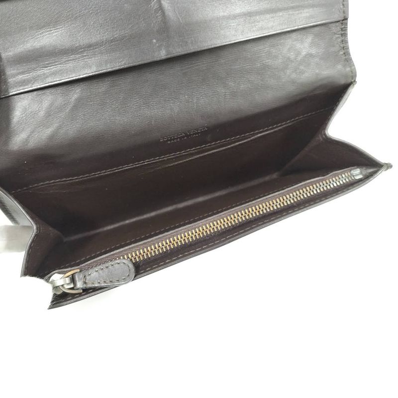 Bottega Veneta Bifold Wallet Intrecciato Leather Dark Brown