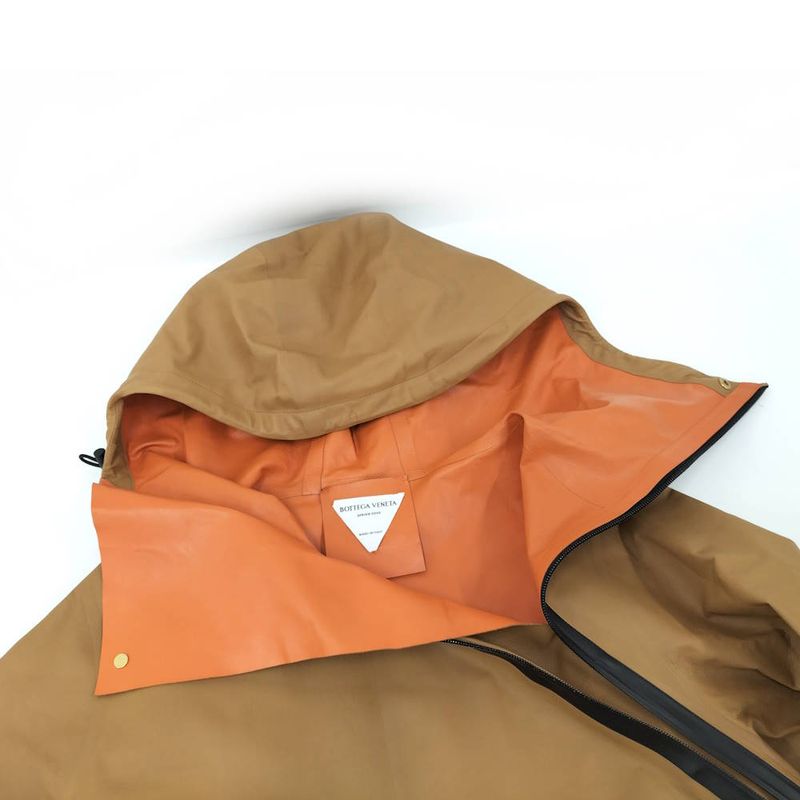 Bottega Veneta Drawstring Coat 'caramel' Spring Limited Edition Leather Cotton