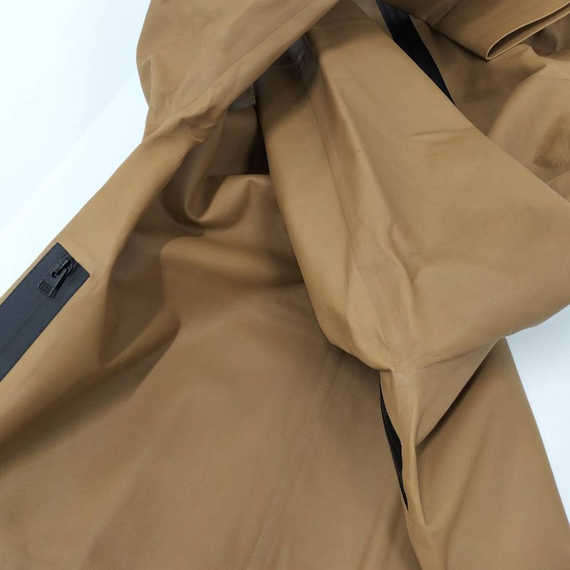 Bottega Veneta Drawstring Coat 'caramel' Spring Limited Edition Leather Cotton