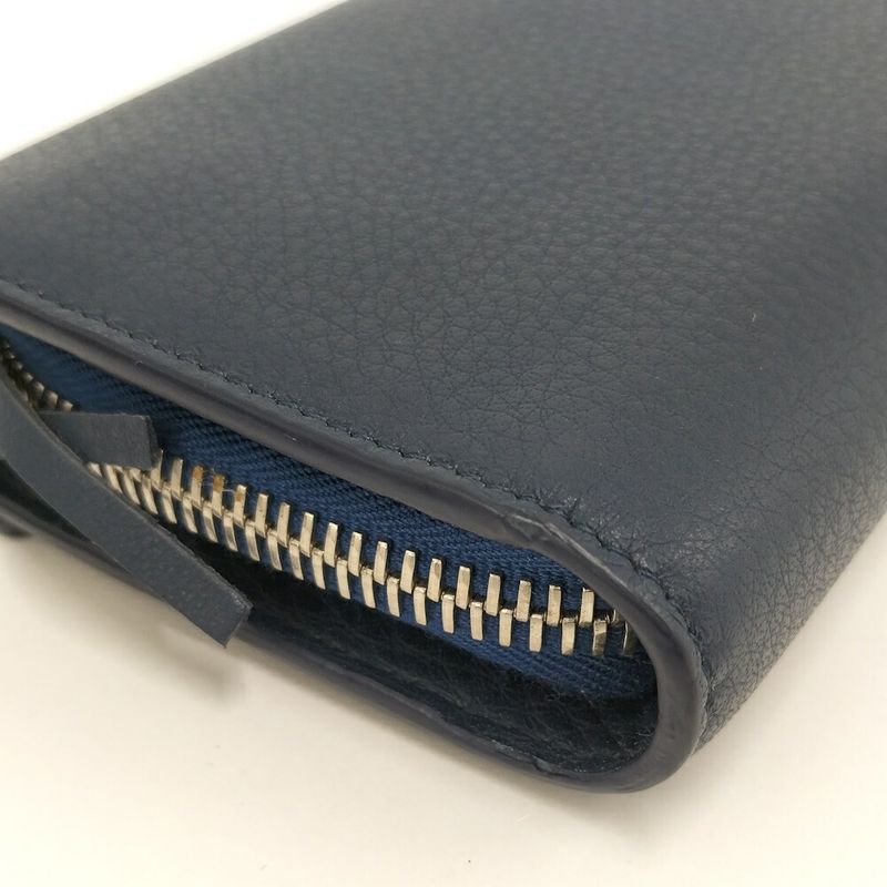 Balenciaga Paper Mani Bifold Wallet Leather Navy