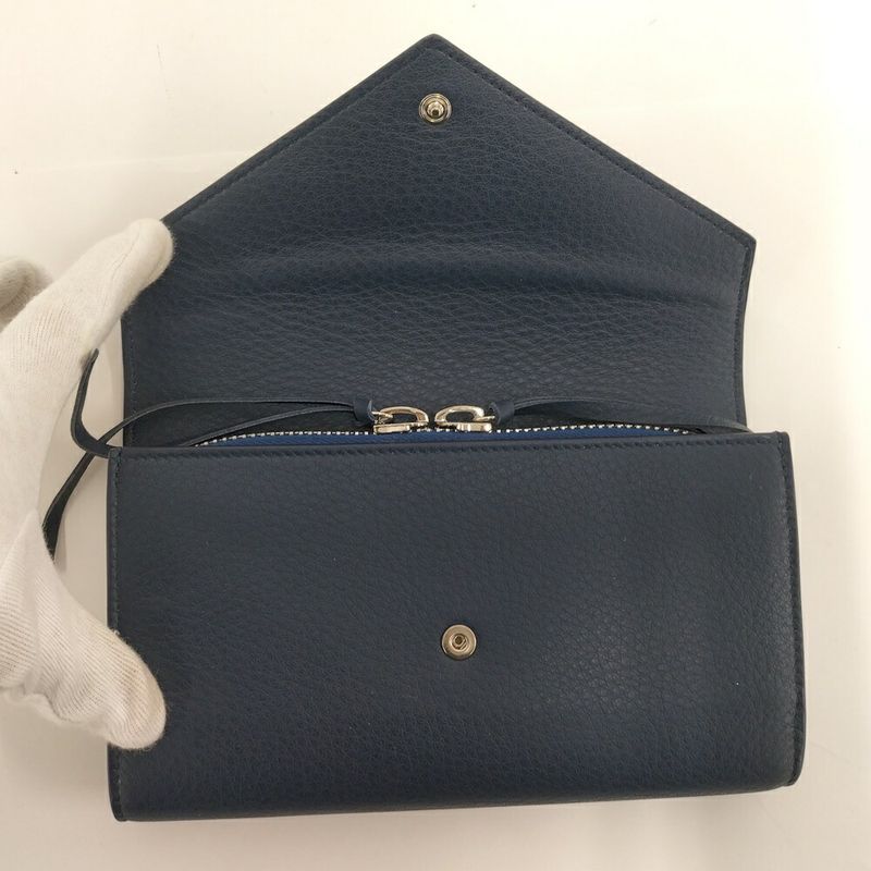 Balenciaga Paper Mani Bifold Wallet Leather Navy