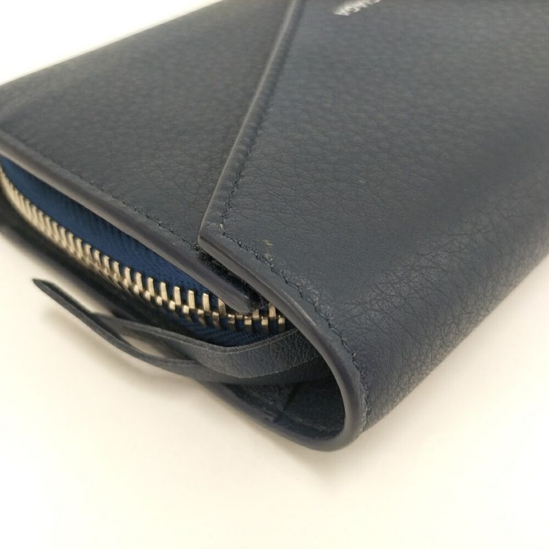 Balenciaga Paper Mani Bifold Wallet Leather Navy